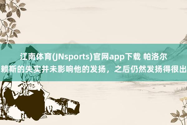 江南体育(JNsports)官网app下载 帕洛尔：赖斯的失实并未影响他的发扬，之后仍然发扬得很出色