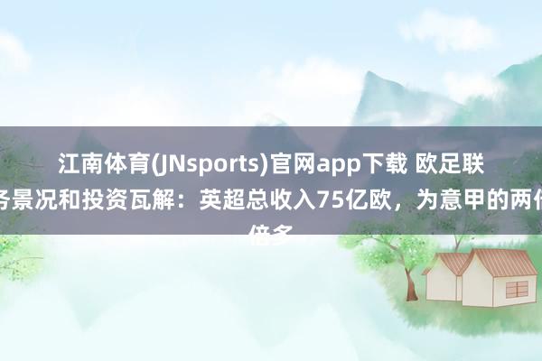 江南体育(JNsports)官网app下载 欧足联财务景况和投资瓦解：英超总收入75亿欧，为意甲的两倍多