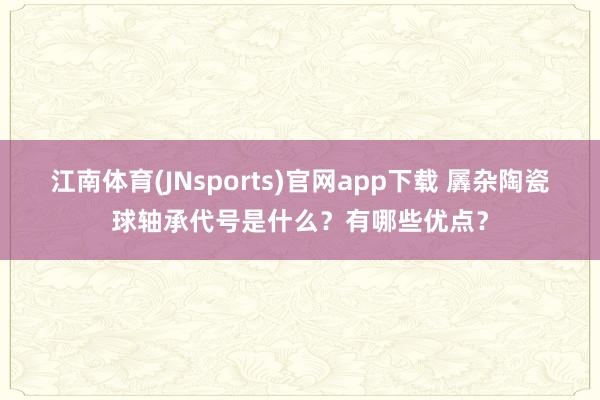 江南体育(JNsports)官网app下载 羼杂陶瓷球轴承代号是什么？有哪些优点？