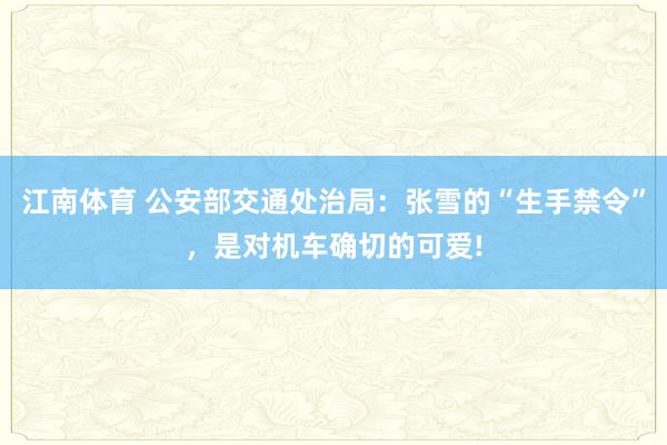 江南体育 公安部交通处治局：张雪的“生手禁令”，是对机车确切的可爱!