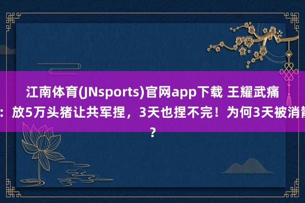 江南体育(JNsports)官网app下载 王耀武痛骂：放5万头猪让共军捏，3天也捏不完！为何3天被消散？