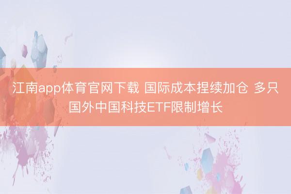 江南app体育官网下载 国际成本捏续加仓 多只国外中国科技ETF限制增长