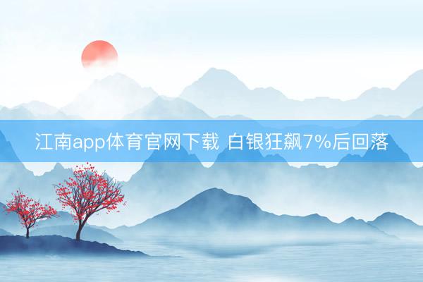 江南app体育官网下载 白银狂飙7%后回落