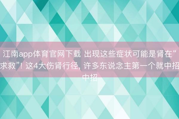 江南app体育官网下载 出现这些症状可能是肾在“求救”! 这4大伤肾行径， 许多东说念主第一个就中招