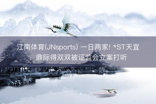 江南体育(JNsports) 一日两家! *ST天宜、鼎际得双双被证监会立案打听