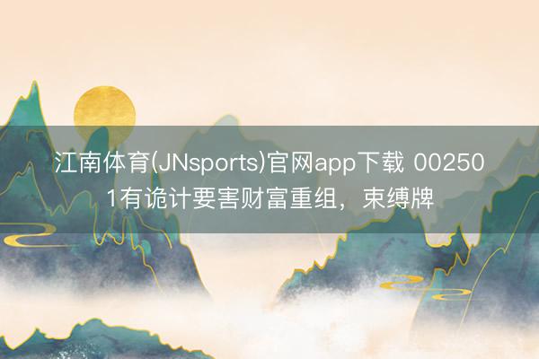 江南体育(JNsports)官网app下载 002501有诡计要害财富重组,束缚牌