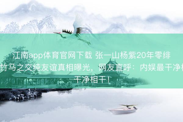 江南app体育官网下载 张一山杨紫20年零绯闻！竹马之交纯友谊真相曝光，网友直呼：内娱最干净相干！